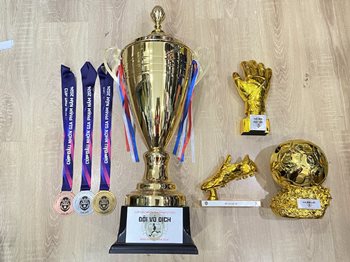 TRỌN BỘ HUY CHƯƠNG , CUP KIM LOẠI BÓNG ĐÁ -